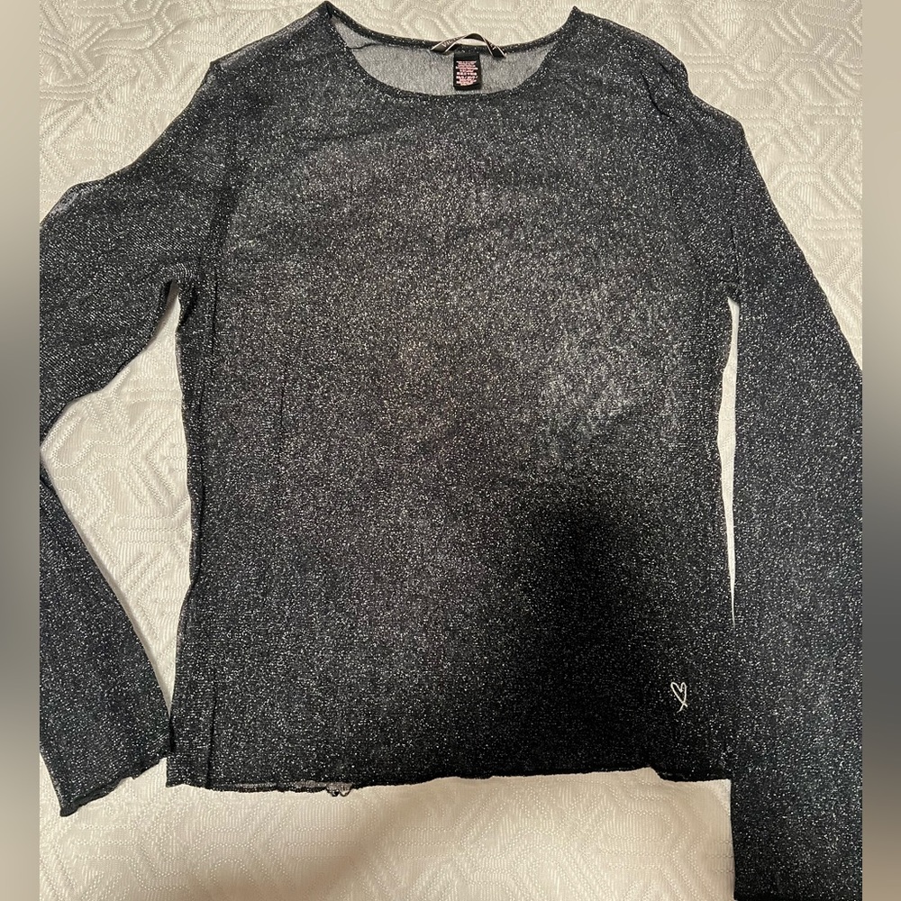 VS black sheer glitter top